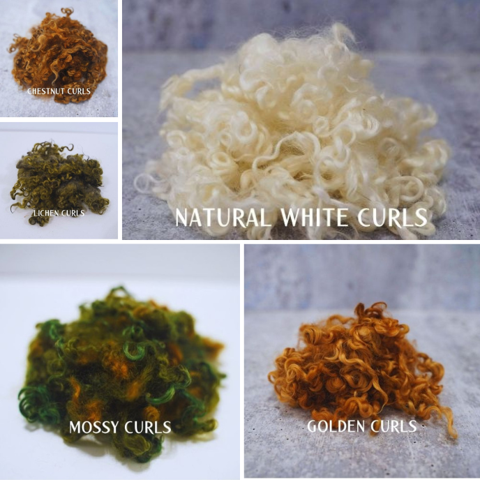 Texture Wool Collection Natural White Curls Golden Curls Chestnut Curls Mossy Curls Lichen Curls