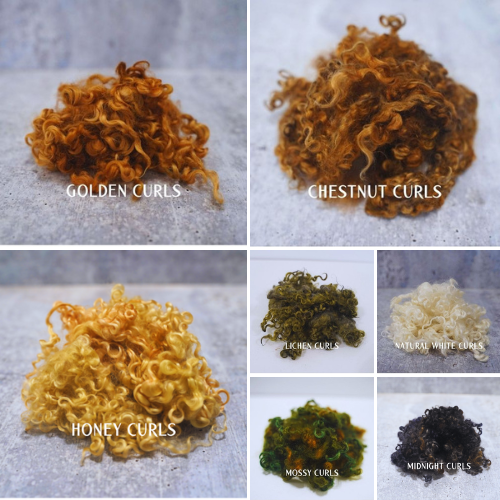 color collection of curly wool locks