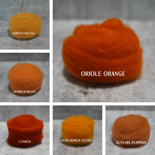 Orange Colors of Wool for Needle Felting | .5 ounce