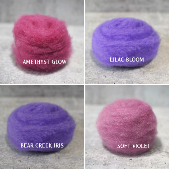 Purple Colors of Wool for Needle Felting | .5 ounce