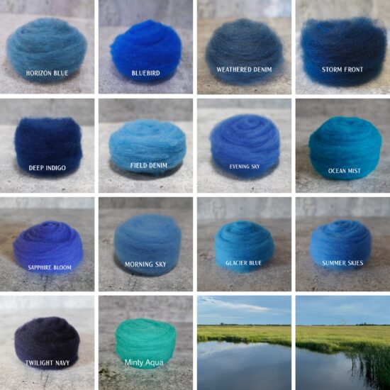 Blue Colors of Wool for Needle Felting | .5 ounce