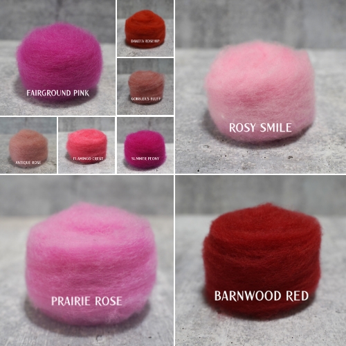 Pink-Red Colors of Wool for Needle Felting | .5 ounce