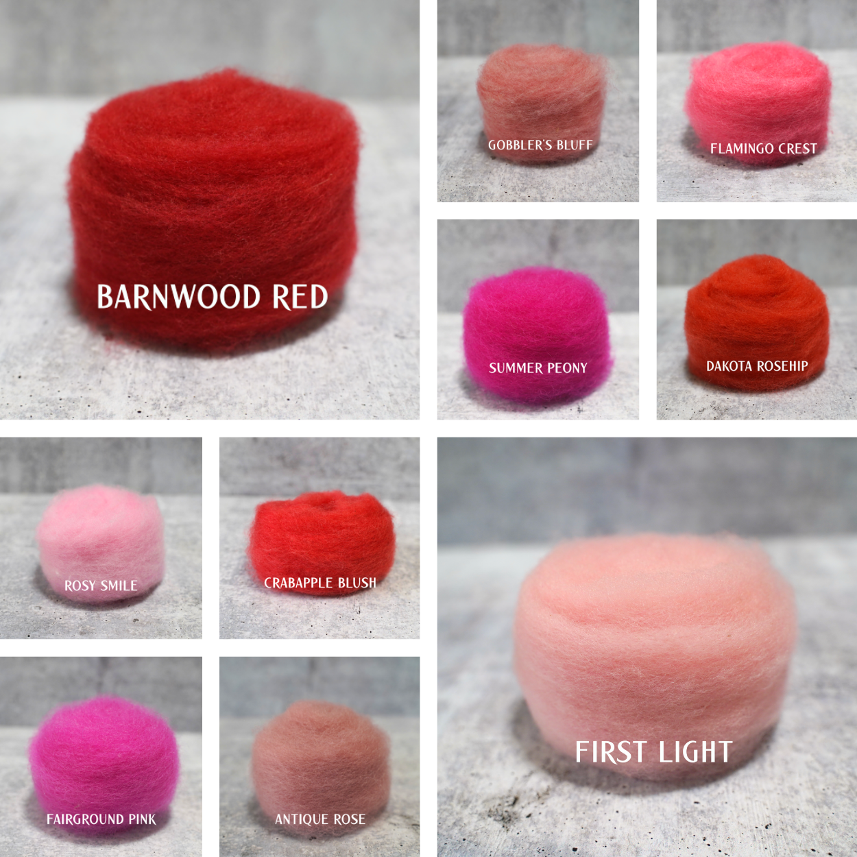 Pink-Red Colors of Wool for Needle Felting | .5 ounce
