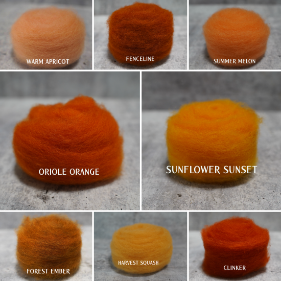 Orange Colors of Wool for Needle Felting | .5 ounce