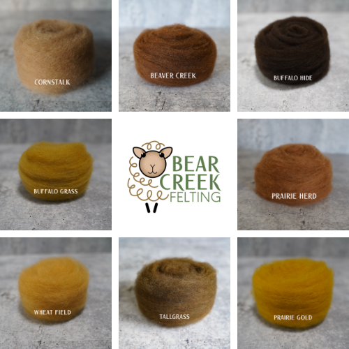 Prairie Harvest Wool Colors – Warm Browns & Golden Tans for Felting | .5 ounce
