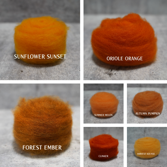 Orange Colors of Wool for Needle Felting | .5 ounce