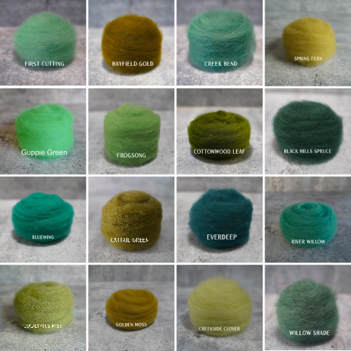 Green Colors of Wool for Needle Felting | .5 ounce