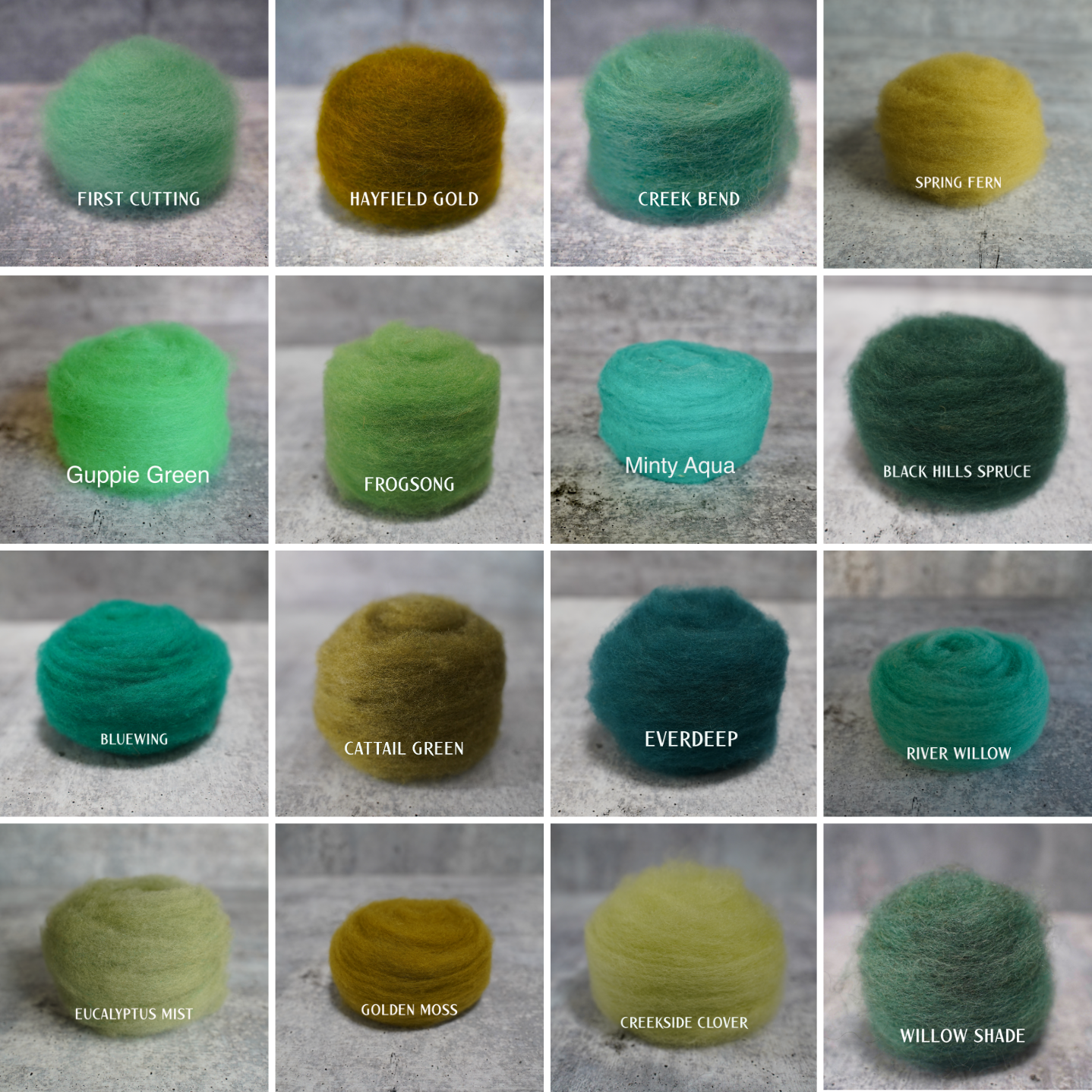 Green Colors of Wool for Needle Felting | .5 ounce