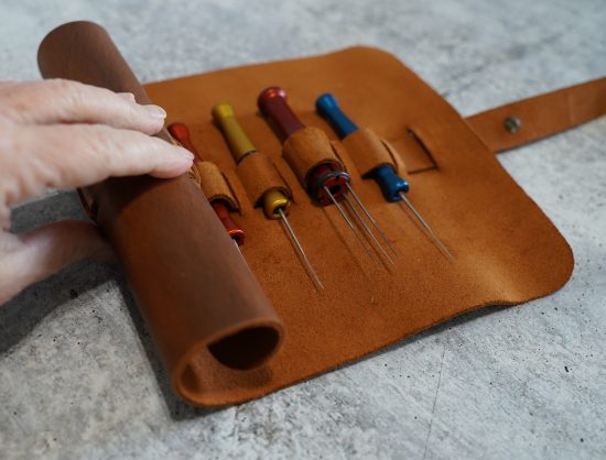 Leather Roll Case for Needle Felting Tools - Image 5