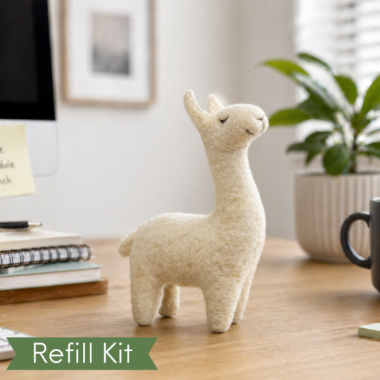 White needle felted llama