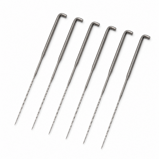 six felting needles size 40 gauge star on white background